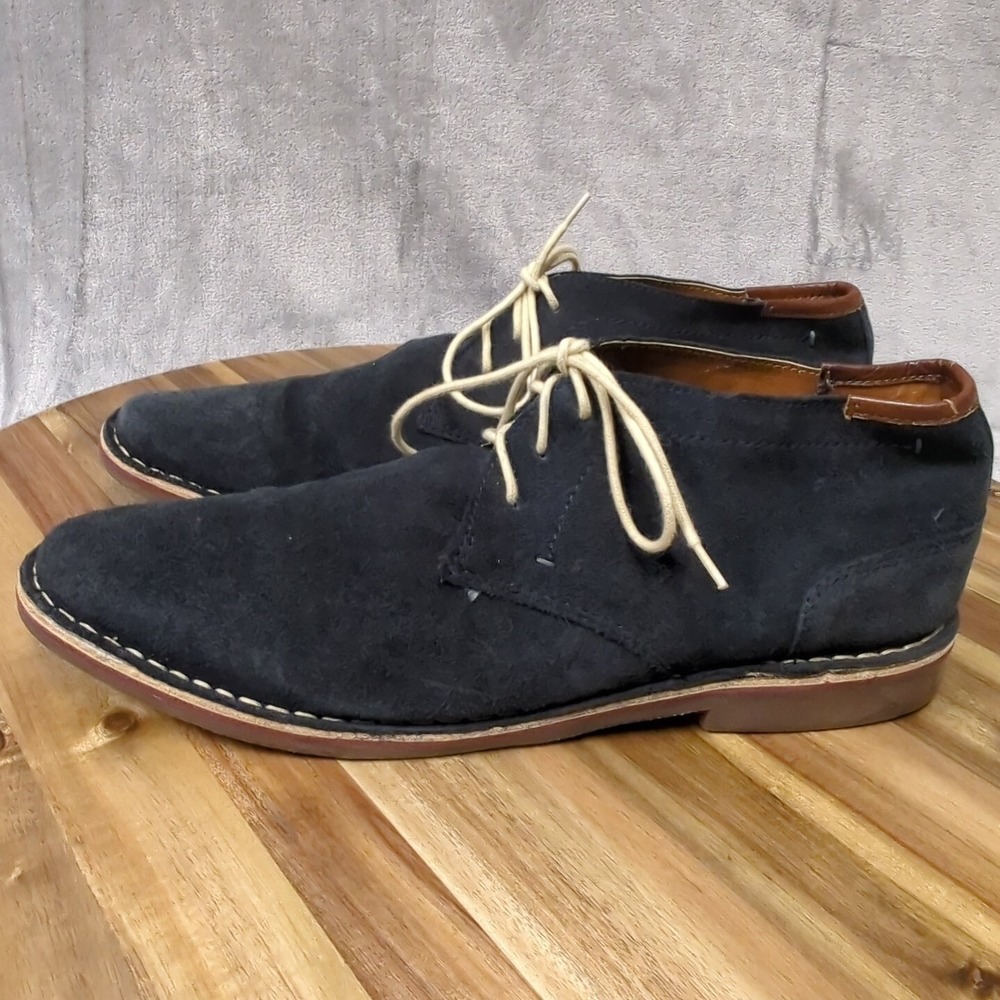 Kenneth Cole Reaction Navy Dark Blue Suede Leather Chukka Ankle Boots US Sz 12.5 - Picture 2 of 11